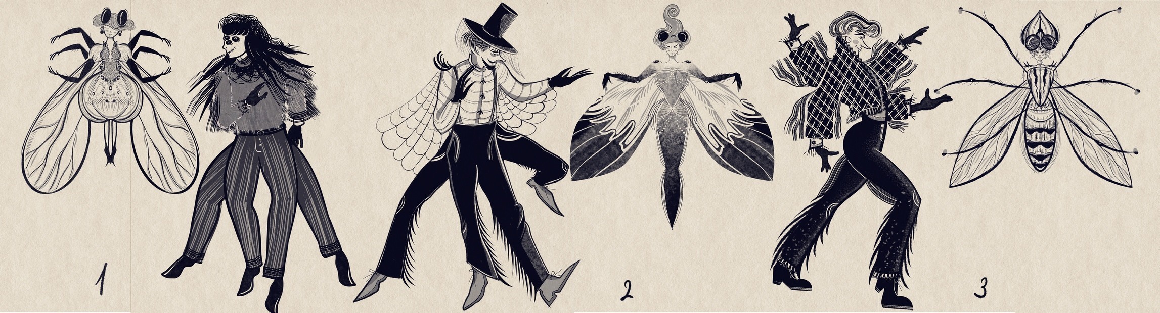 A Spider and a Fly character development concepts for Halloween kids story