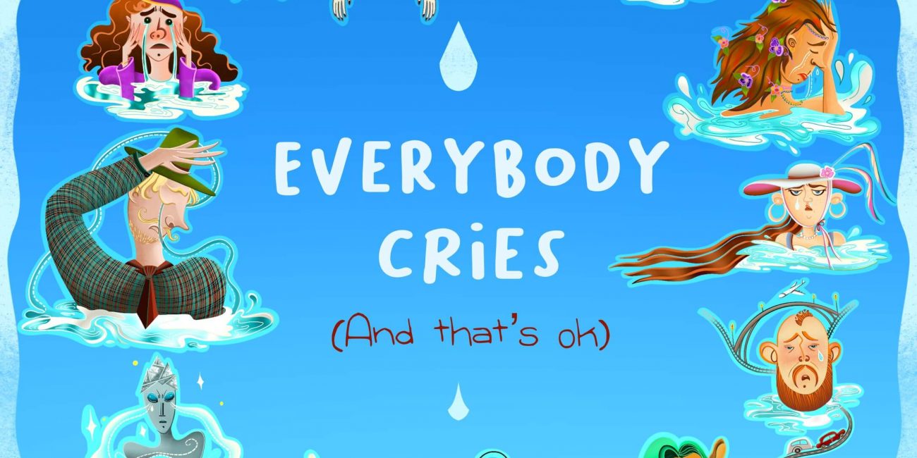 Everybody cries funny stickers set cartoon characters: a punk kid, alien, yakuza, fairy lady, skater, artist, traveller