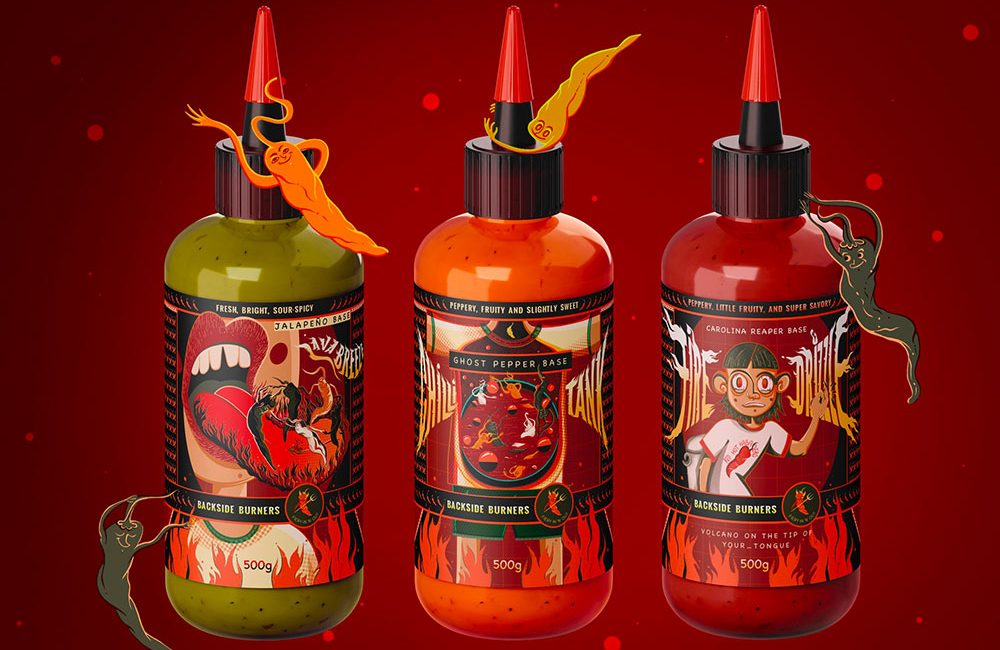 thumbnail for Hot chilli sauce packaging design