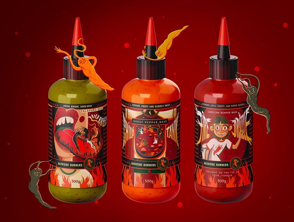 thumbnail for Hot chilli sauce packaging design
