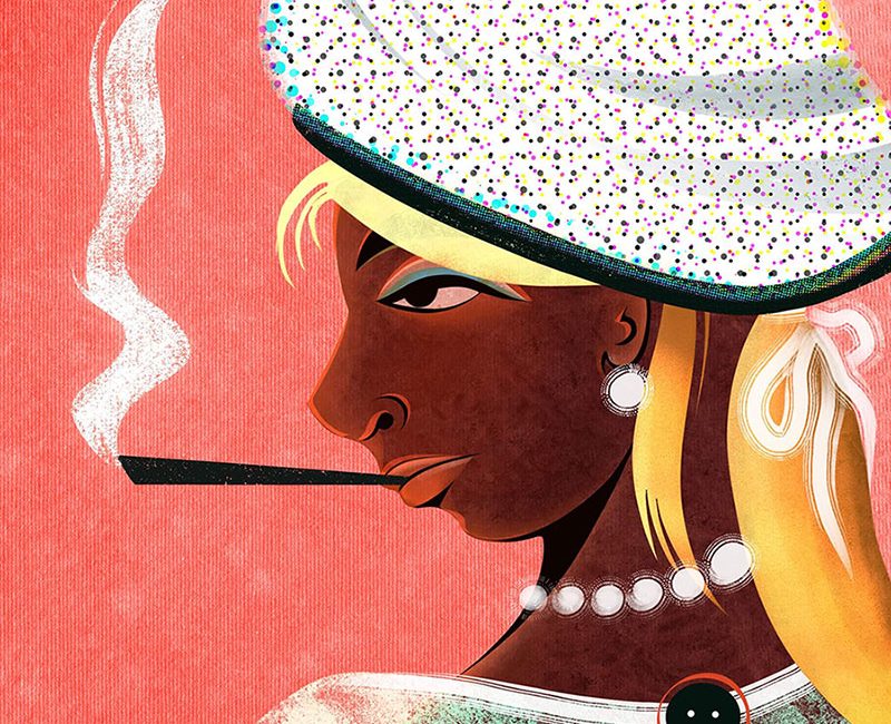 thumbnail for web elegant woman illustrative portrait with cigarette holder