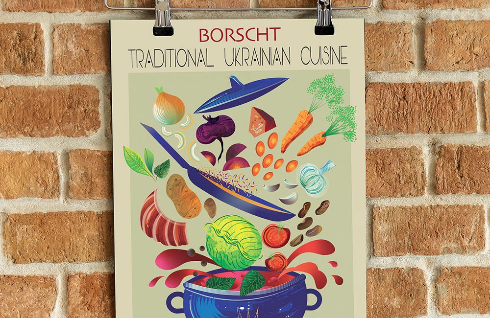 thumbnail for web Vegetables Borshch traditional Ukrainian soup poster design
