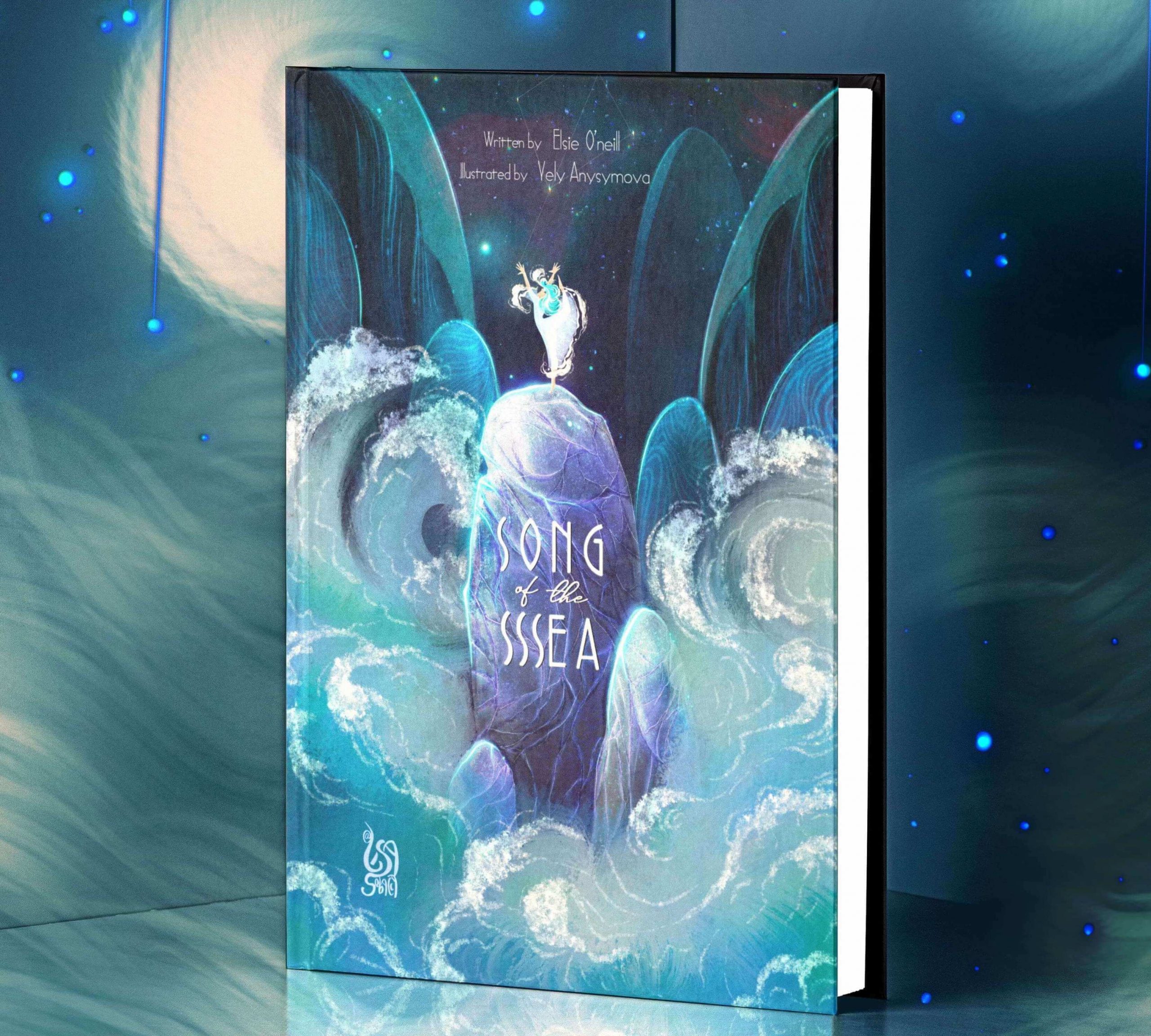 Song of the sea fantasy book cover for children hardcover book mockup